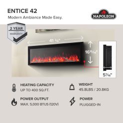 Alternative view of Entice™ 42 Wall-Hanging Electric Fireplace